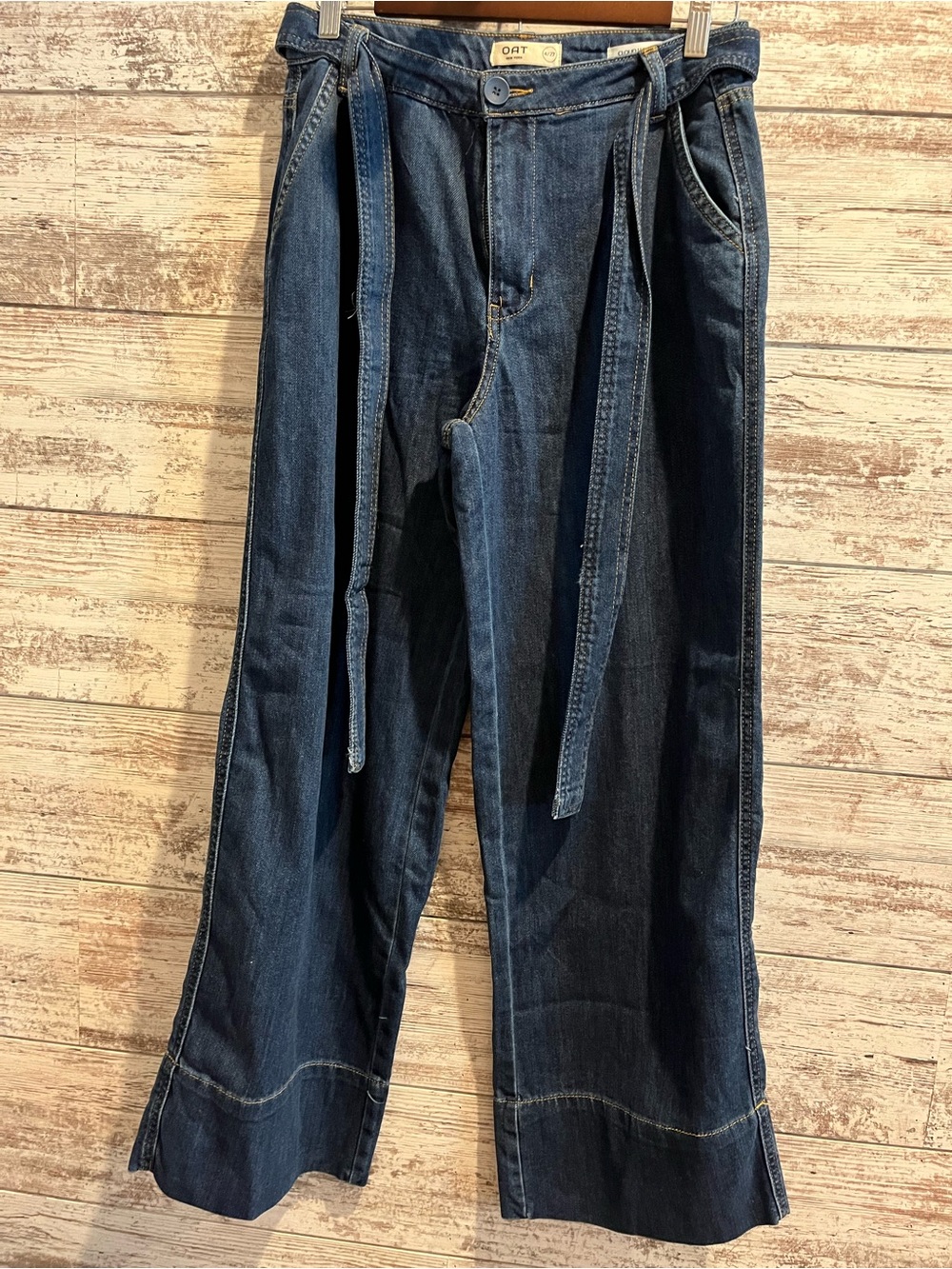Oat New York Dark Blue Wide-Leg Flare Jeans